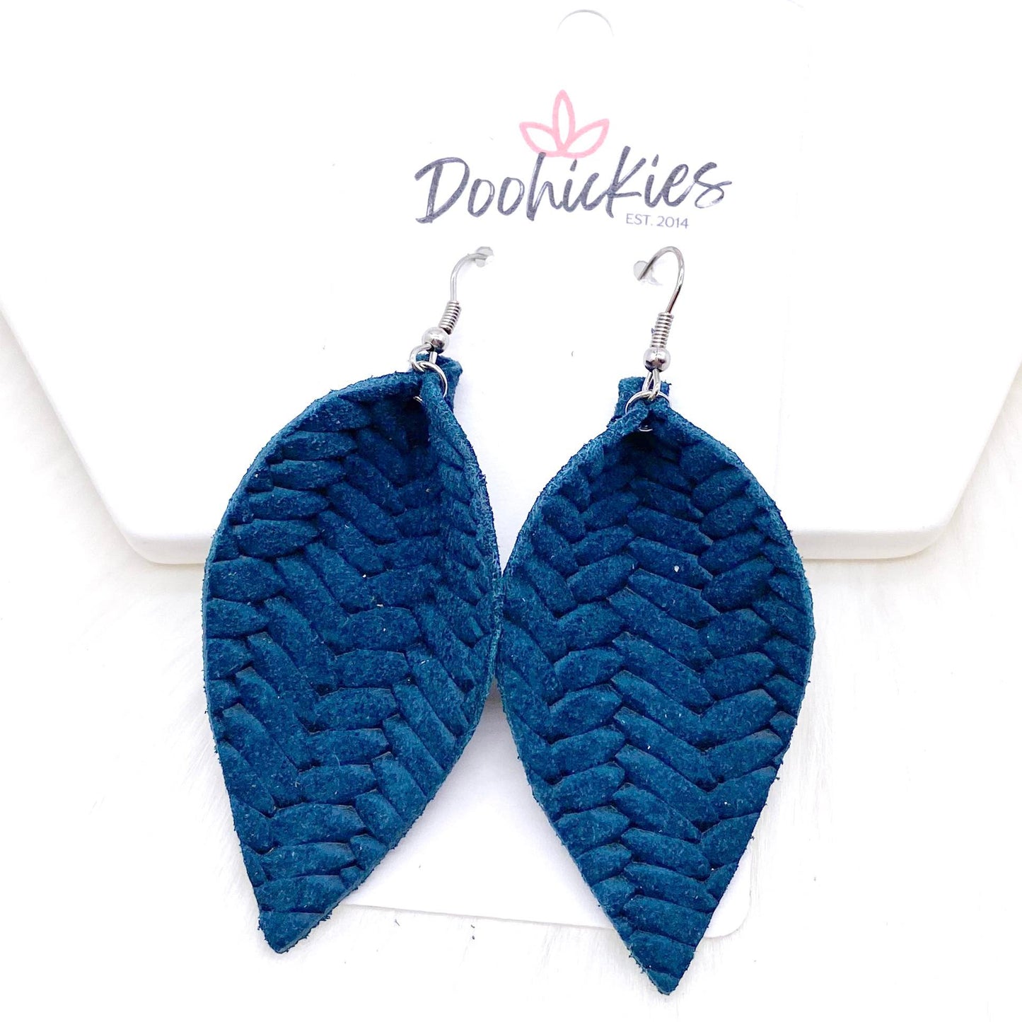 2.5" Fall Braided Petals -Fall Leather Earrings by Doohickies Wholesale