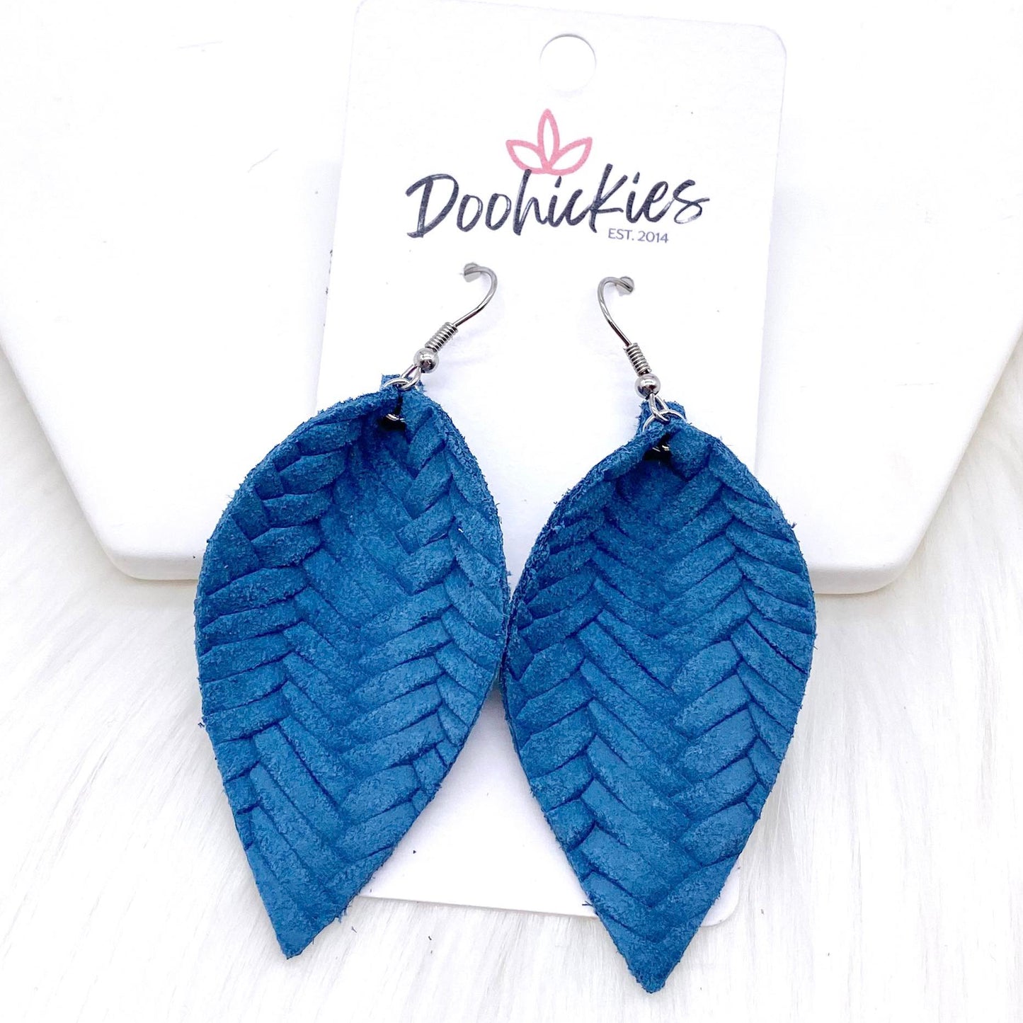 2.5" Fall Braided Petals -Fall Leather Earrings by Doohickies Wholesale