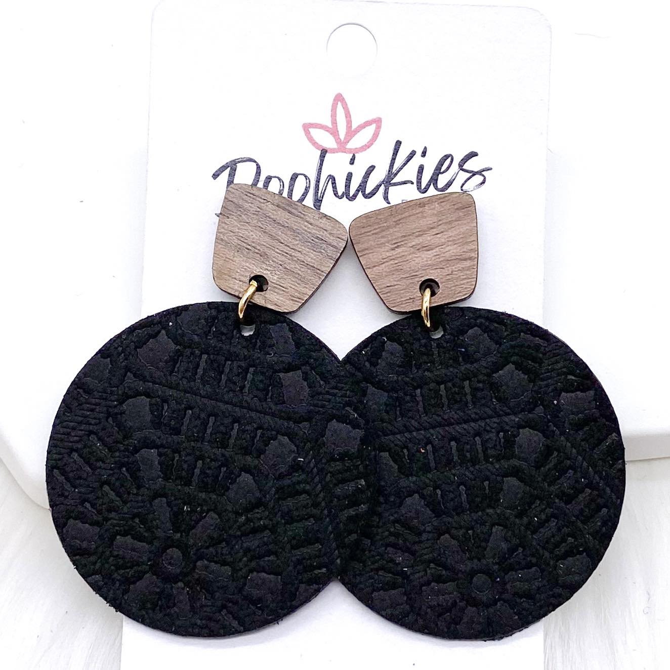 2" Walnut & Fall Embossed Piggyback Dangles -Fall Earrings by Doohickies Wholesale