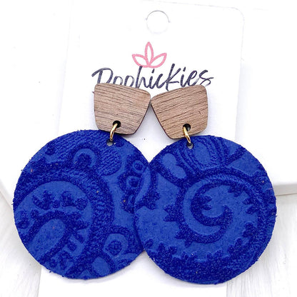 2" Walnut & Fall Embossed Piggyback Dangles -Fall Earrings by Doohickies Wholesale