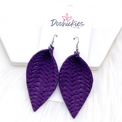 2.5" Fall Braided Petals -Fall Leather Earrings by Doohickies Wholesale