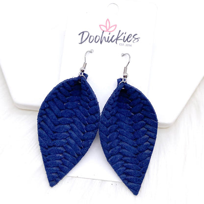 2.5" Fall Braided Petals -Fall Leather Earrings by Doohickies Wholesale