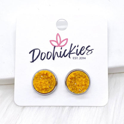 12mm Autumn Crystal Singles in Stainless Steel Settings -Fall Earrings by Doohickies Wholesale