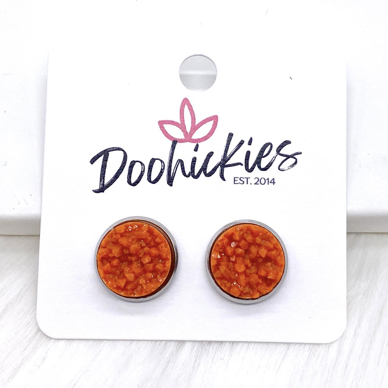 12mm Autumn Crystal Singles in Stainless Steel Settings -Fall Earrings by Doohickies Wholesale