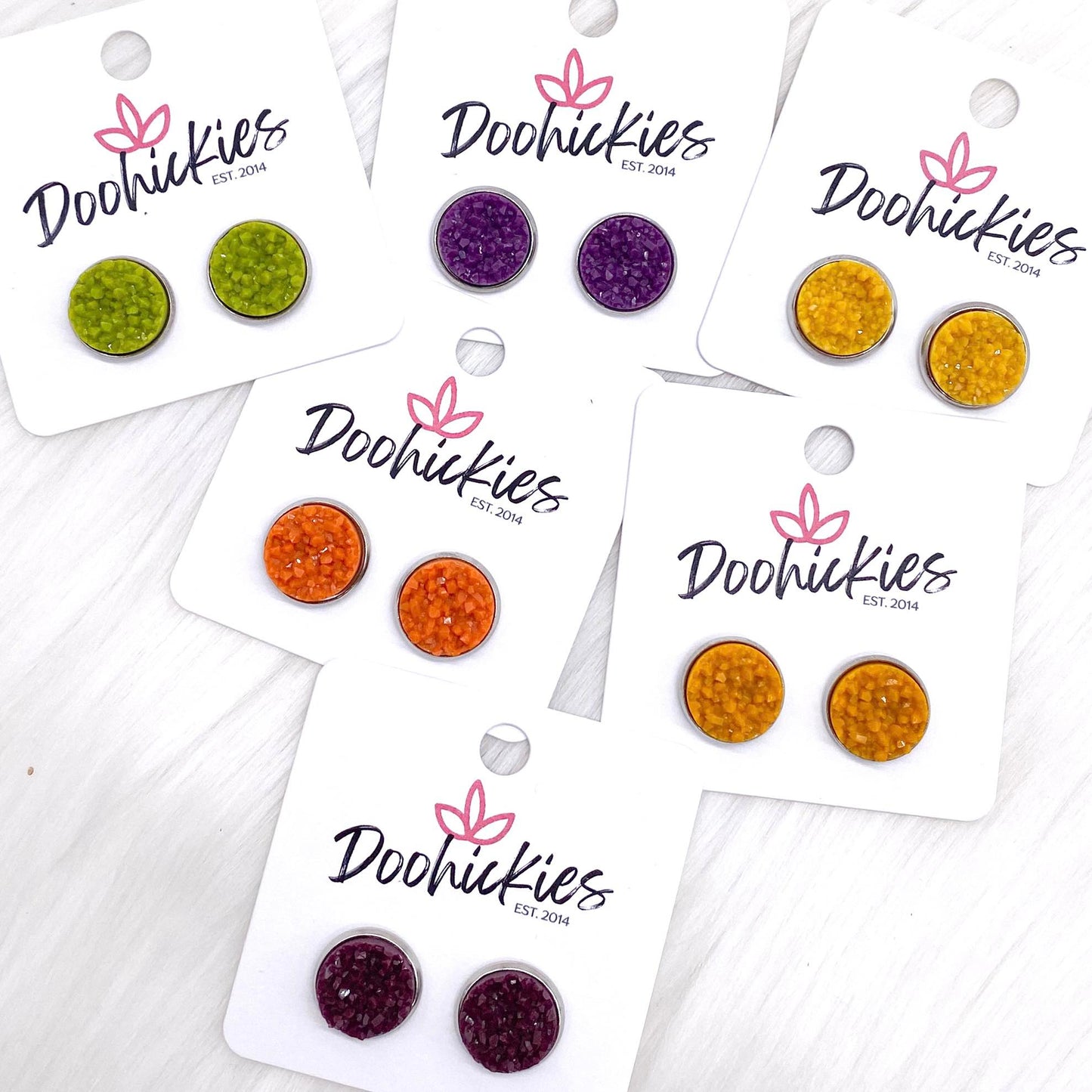 12mm Autumn Crystal Singles in Stainless Steel Settings -Fall Earrings by Doohickies Wholesale