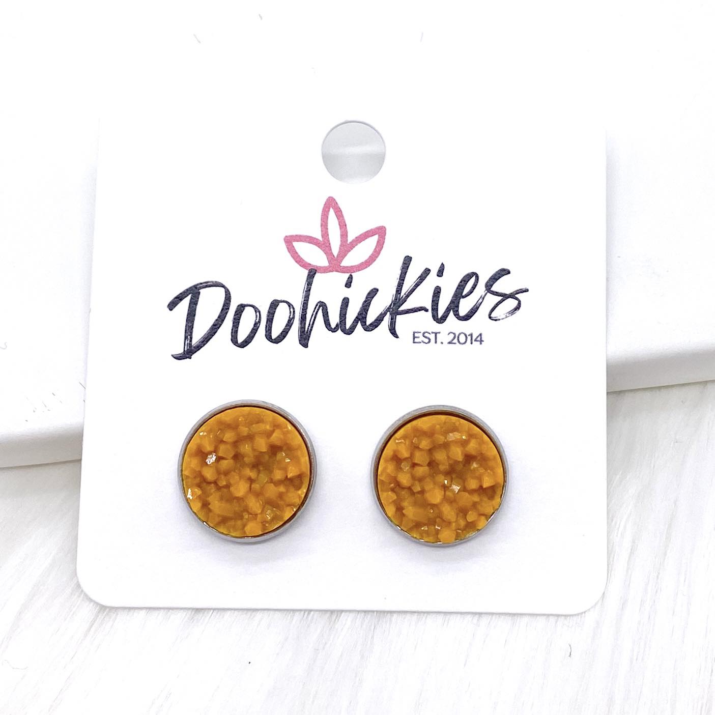 12mm Autumn Crystal Singles in Stainless Steel Settings -Fall Earrings by Doohickies Wholesale