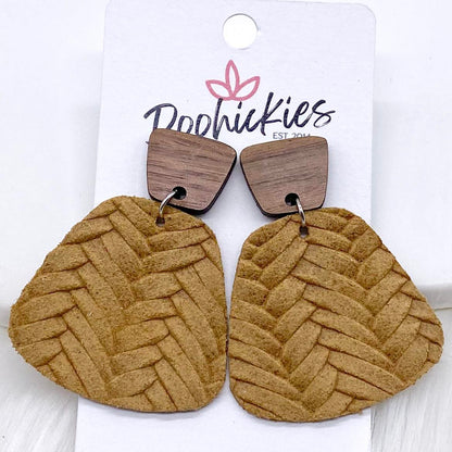 2" Walnut & Fall Braided Jasmine Dangles -Fall Leather Earrings by Doohickies Wholesale