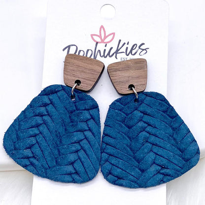 2" Walnut & Fall Braided Jasmine Dangles -Fall Leather Earrings by Doohickies Wholesale