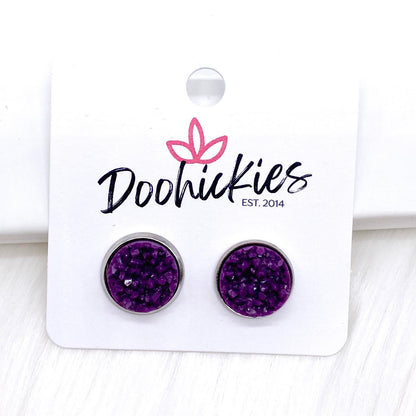 12mm Autumn Crystal Singles in Stainless Steel Settings -Fall Earrings by Doohickies Wholesale