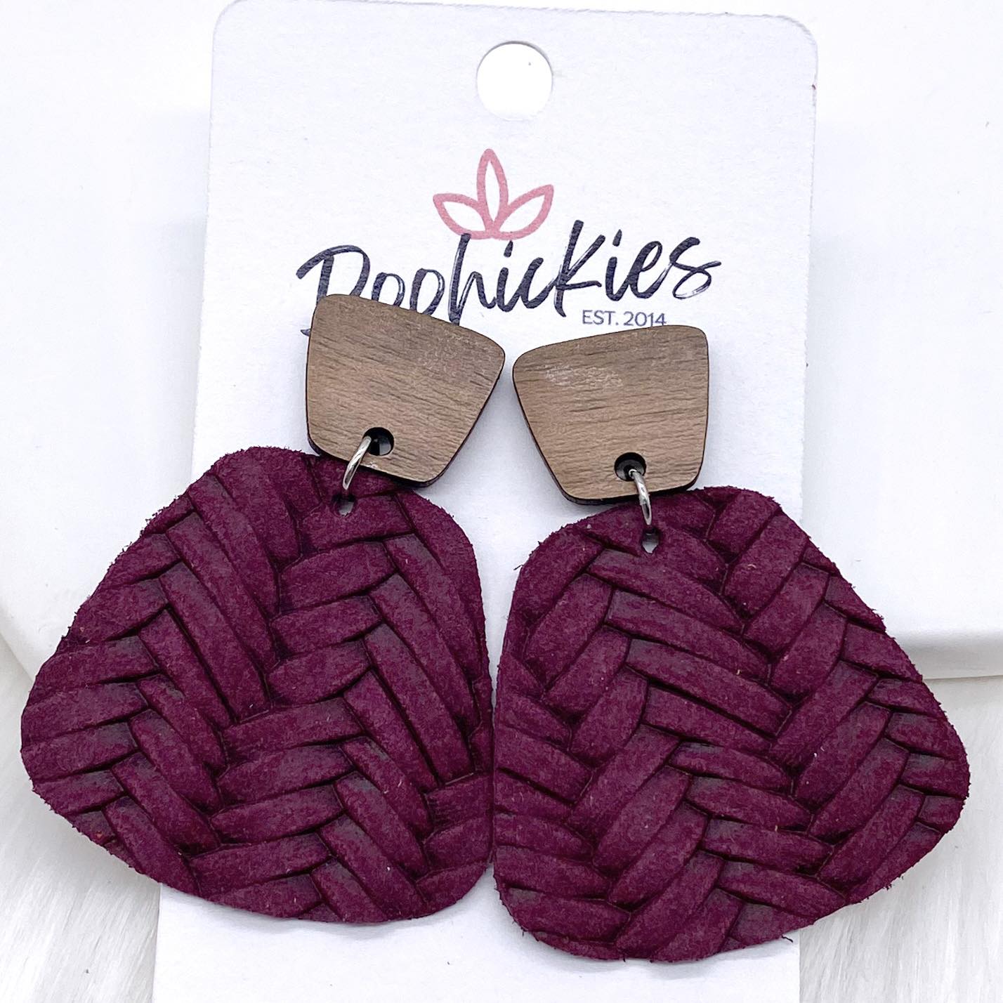 2" Walnut & Fall Braided Jasmine Dangles -Fall Leather Earrings by Doohickies Wholesale