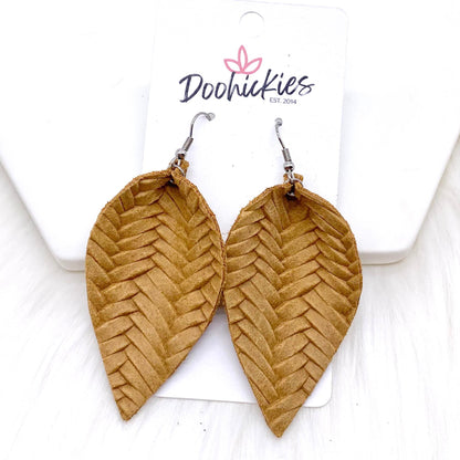 2.5" Fall Braided Petals -Fall Leather Earrings by Doohickies Wholesale