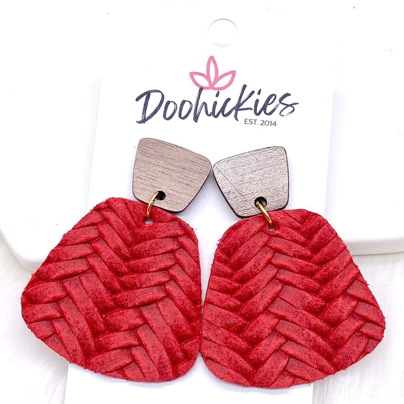 2" Holly Jolly Jasmines -Christmas Leather Earrings by Doohickies Wholesale