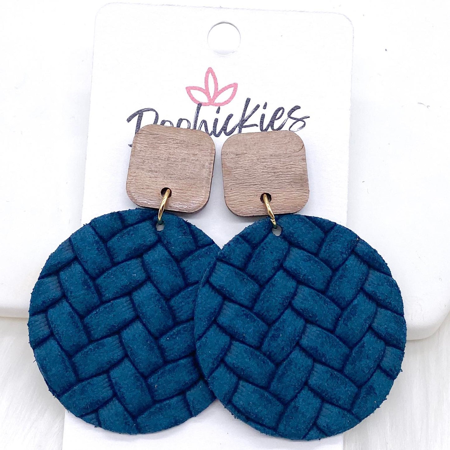 2" Walnut Cube & Box Braided Piggyback Dangles -Fall Earrings by Doohickies Wholesale