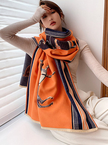 Original Warm Cartoon Print Shawl&Scarf by migunica