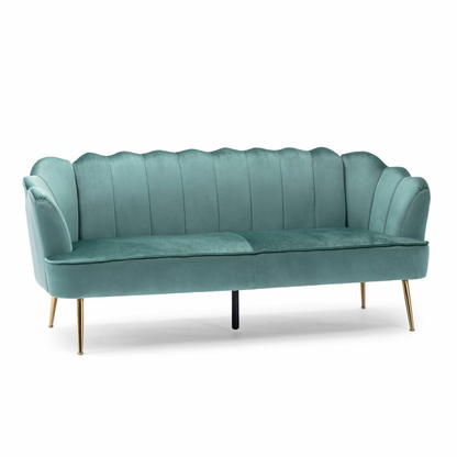 Ohnstad Modern Glam Velvet Channel Stitch 3 Seater Shell Sofa by Plugsus Home Furniture