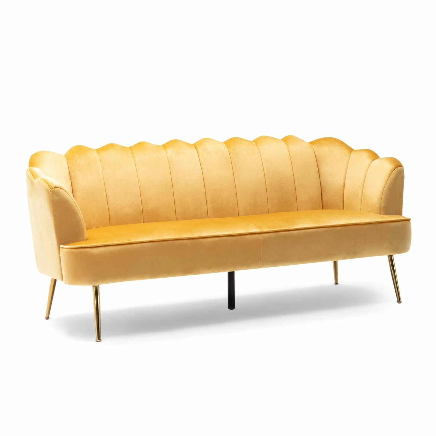 Ohnstad Modern Glam Velvet Channel Stitch 3 Seater Shell Sofa by Plugsus Home Furniture