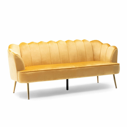 Ohnstad Modern Glam Velvet Channel Stitch 3 Seater Shell Sofa by Plugsus Home Furniture