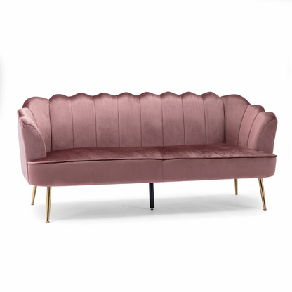 Ohnstad Modern Glam Velvet Channel Stitch 3 Seater Shell Sofa by Plugsus Home Furniture