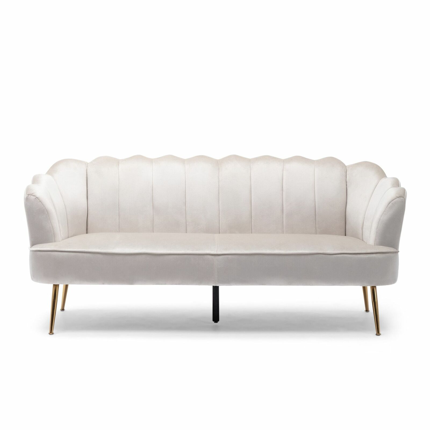 Ohnstad Modern Glam Velvet Channel Stitch 3 Seater Shell Sofa by Plugsus Home Furniture