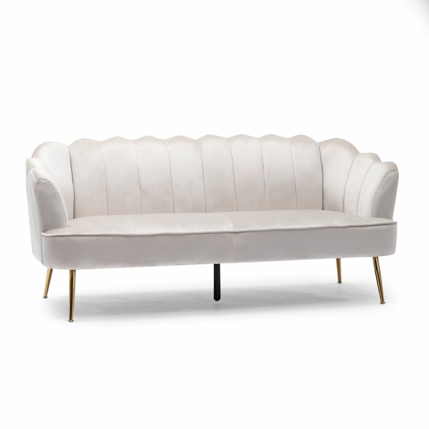 Ohnstad Modern Glam Velvet Channel Stitch 3 Seater Shell Sofa by Plugsus Home Furniture