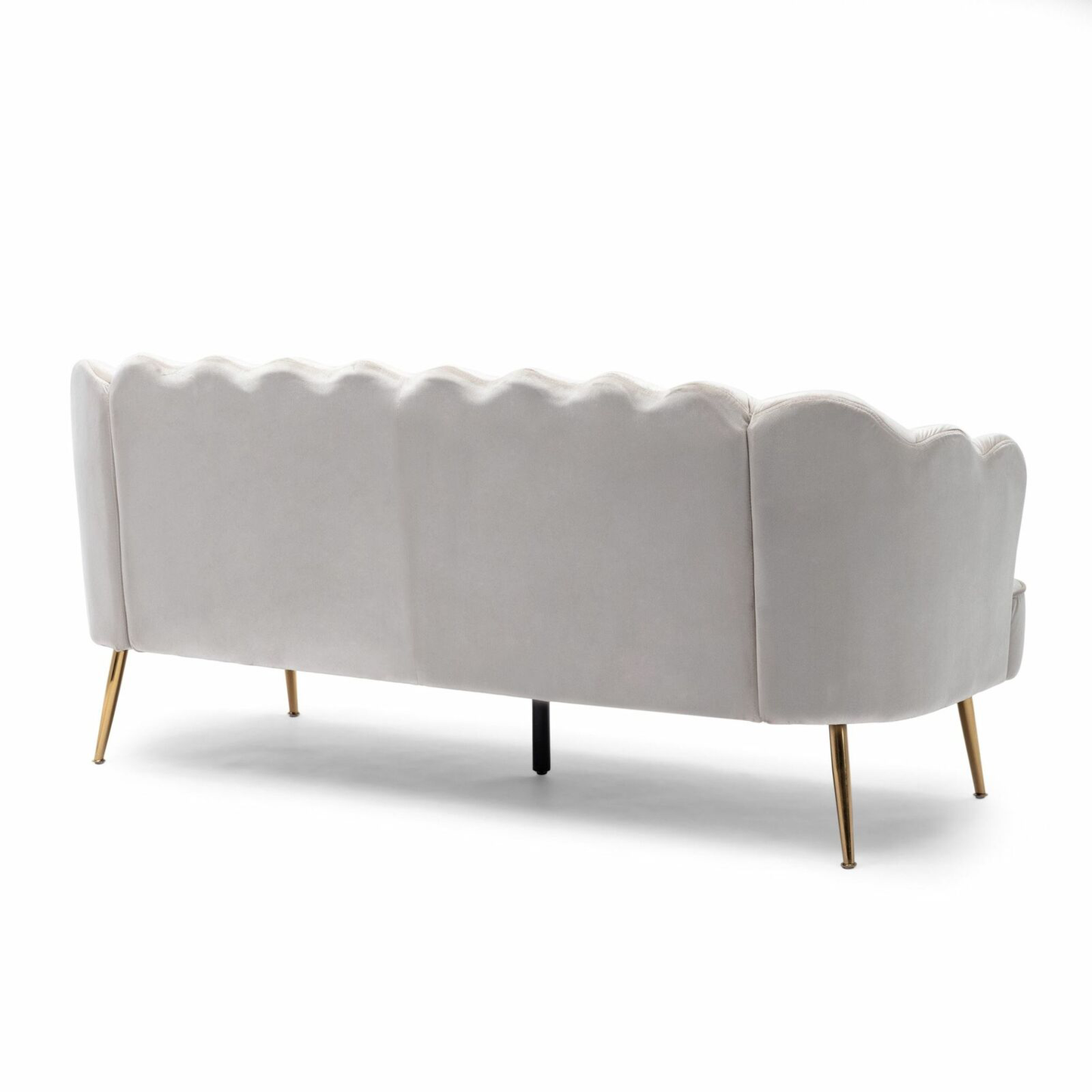 Ohnstad Modern Glam Velvet Channel Stitch 3 Seater Shell Sofa by Plugsus Home Furniture