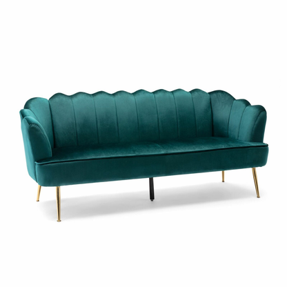 Ohnstad Modern Glam Velvet Channel Stitch 3 Seater Shell Sofa by Plugsus Home Furniture