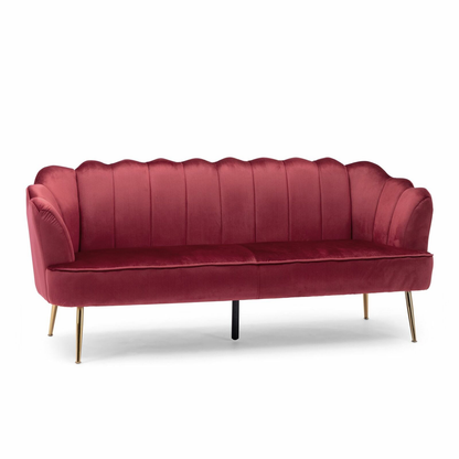 Ohnstad Modern Glam Velvet Channel Stitch 3 Seater Shell Sofa by Plugsus Home Furniture