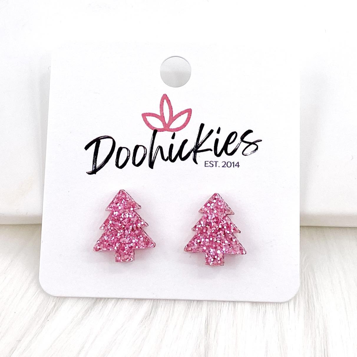 15mm Pinky Trees Studs -Christmas Earrings by Doohickies Wholesale