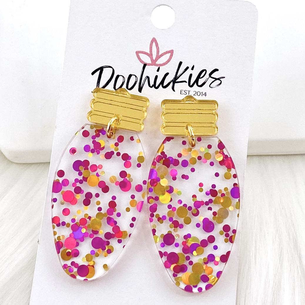 2" Confetti Lights -Christmas Acrylic Earrings by Doohickies Wholesale