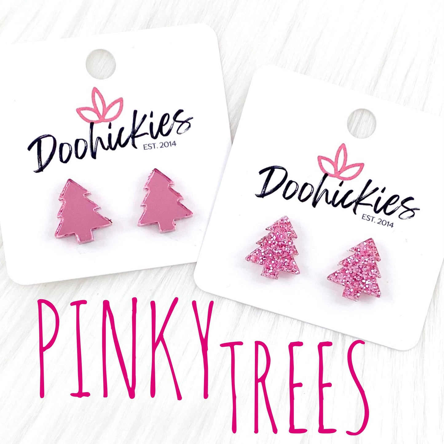 15mm Pinky Trees Studs -Christmas Earrings by Doohickies Wholesale