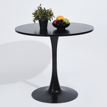 Modern 31.5" Dining Table with Round Top and Pedestal Base in bLack color