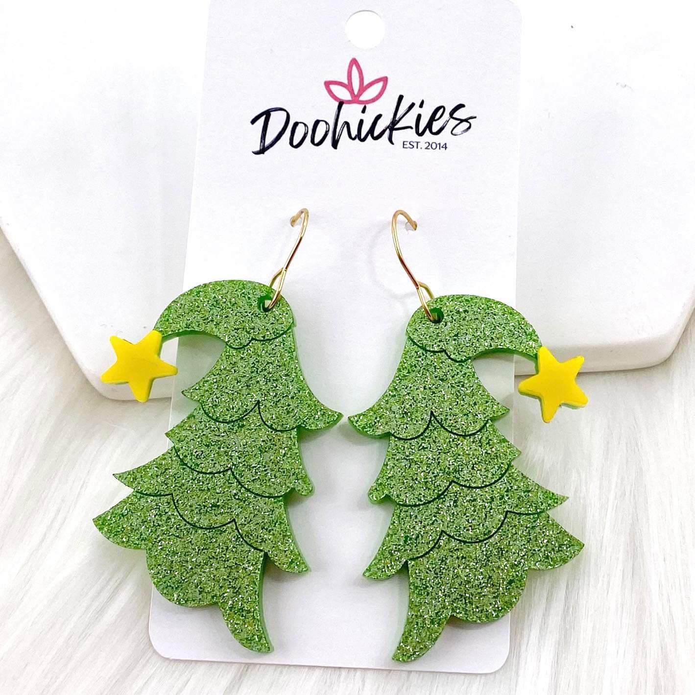 2" Whimsical Tree -Christmas Acrylic Earrings by Doohickies Wholesale