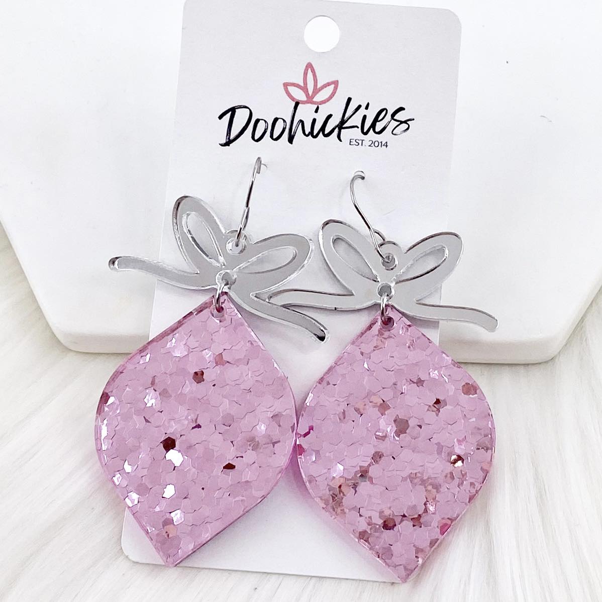 2.5" Pink Confetti Ornament -Christmas Earrings by Doohickies Wholesale