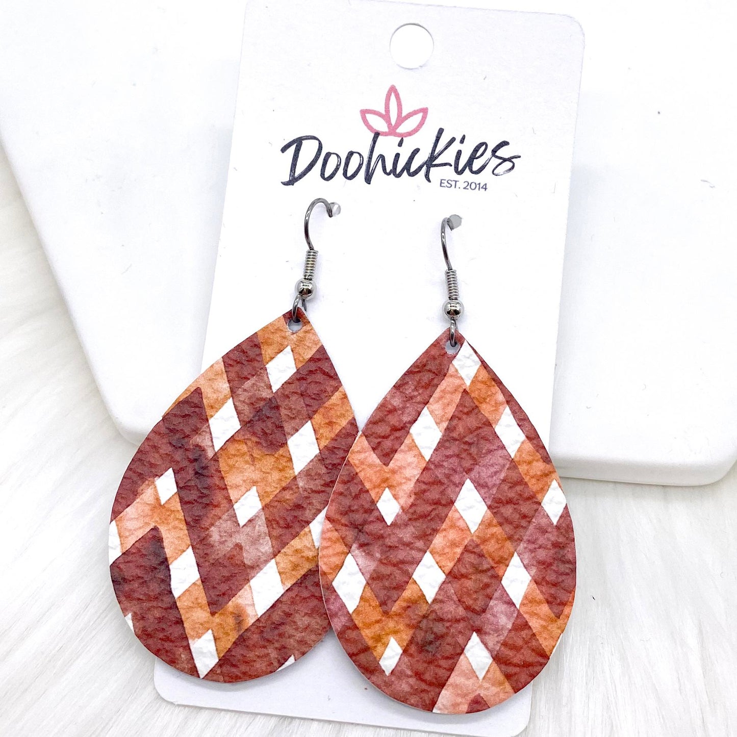 2" Autumn Gingham Mini Collection -Earrings by Doohickies Wholesale