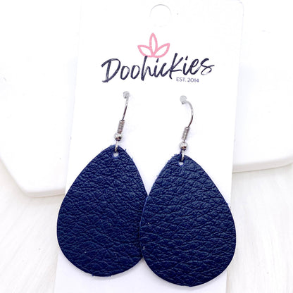 1.5" Navy Poppy Mini Collection -Fall Leather Earrings by Doohickies Wholesale