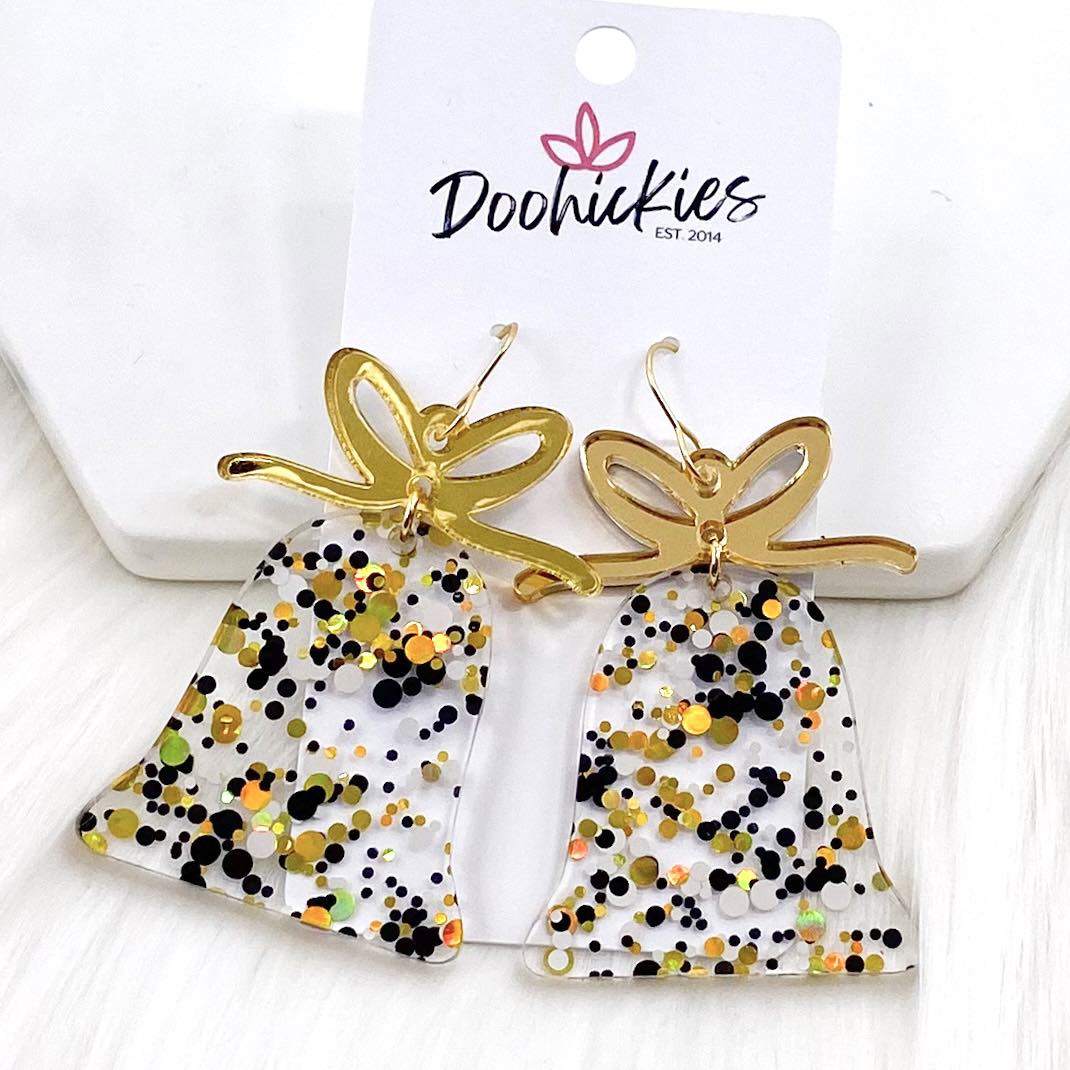 2.5" Golden Confetti Bells -Christmas Earrings by Doohickies Wholesale