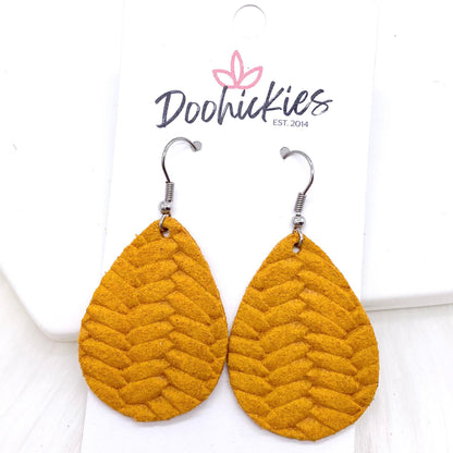 1.5" Navy Poppy Mini Collection -Fall Leather Earrings by Doohickies Wholesale