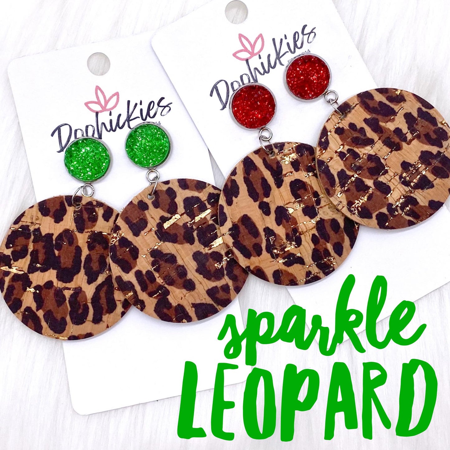 2" Metallic Leopard Piggyback Dangles -Christmas Earrings by Doohickies Wholesale