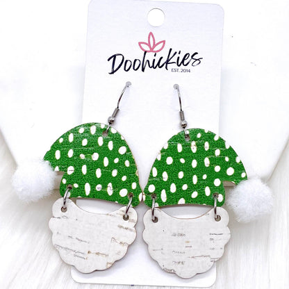 2" Doodle Dot Santas -Christmas Cork Earrings by Doohickies Wholesale