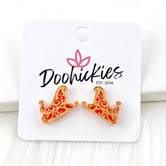 Santa's Sleigh Studs -Christmas Earrings by Doohickies Wholesale