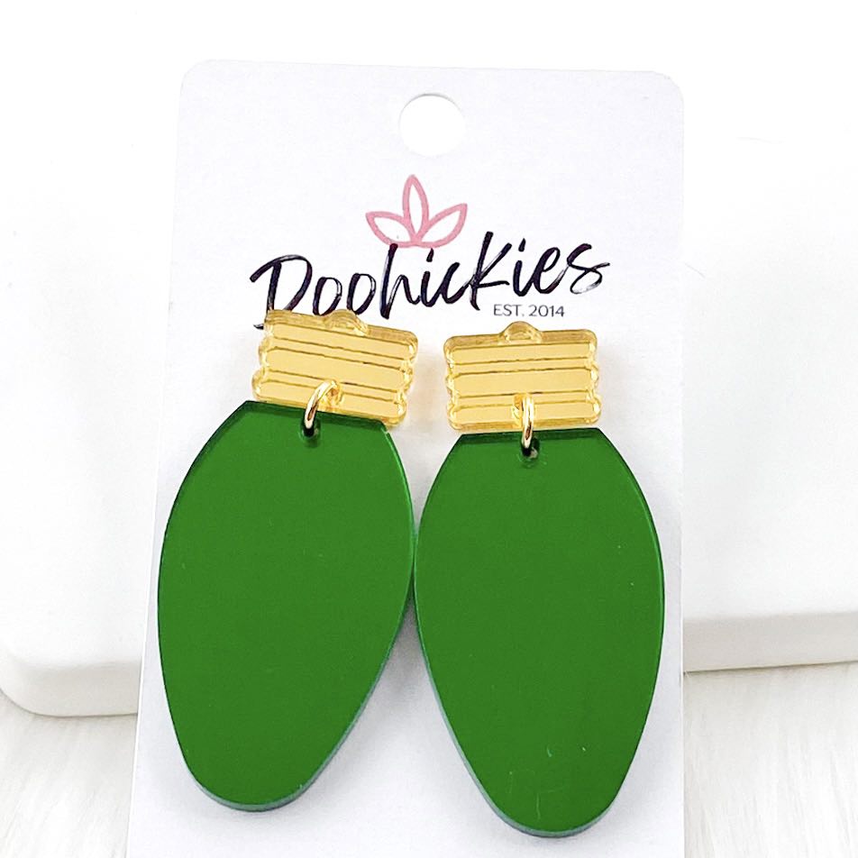 2" Gold & Mirror Lights -Christmas Earrings by Doohickies Wholesale