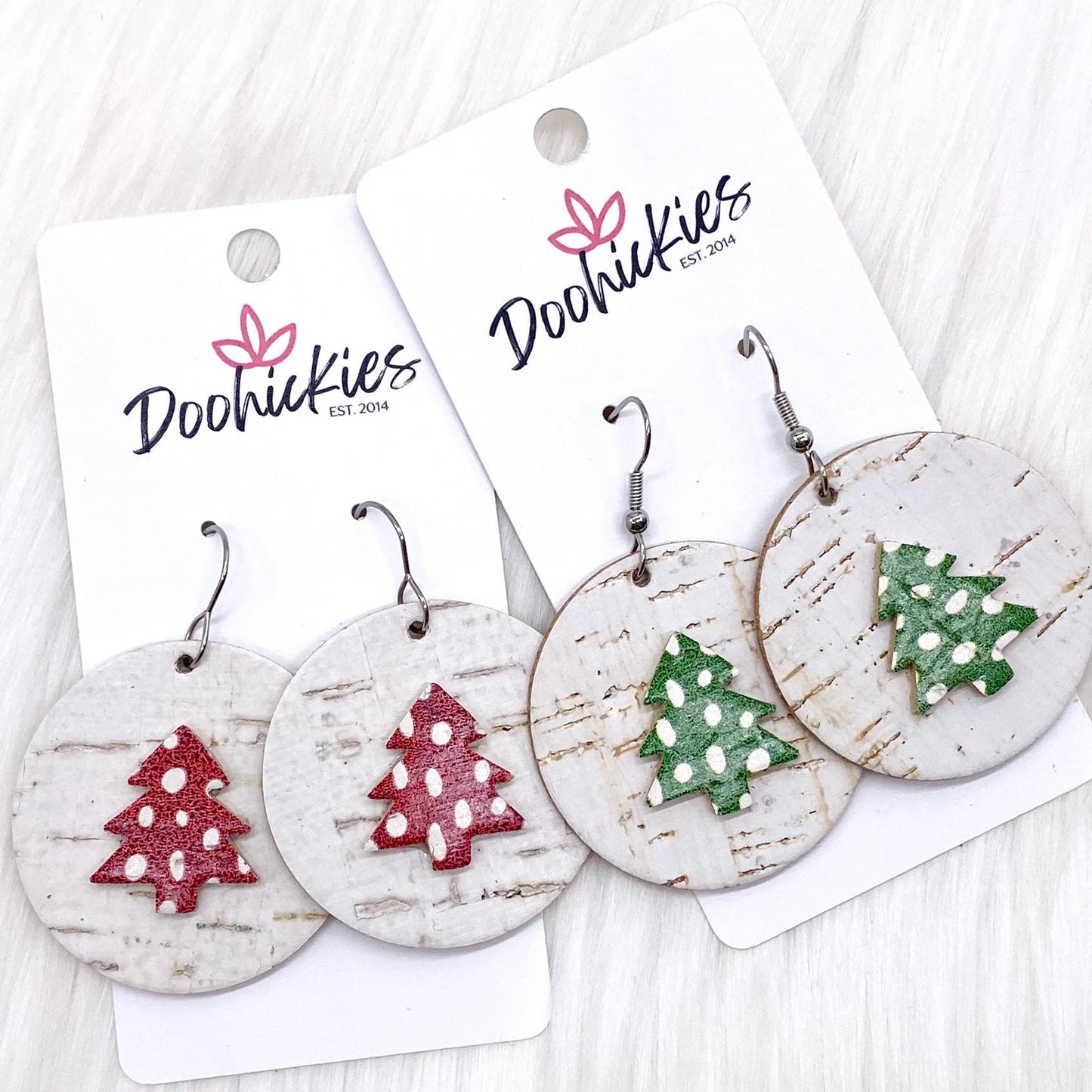 1.5" Doodle Dot 3-D Tree Circles -Christmas Earrings by Doohickies Wholesale