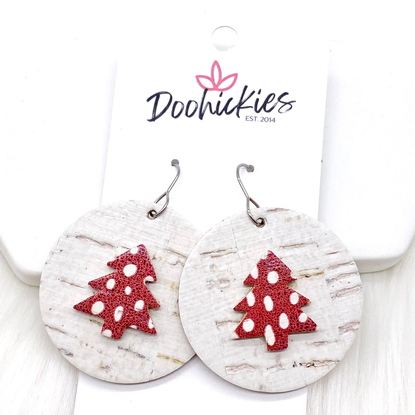 1.5" Doodle Dot 3-D Tree Circles -Christmas Earrings by Doohickies Wholesale