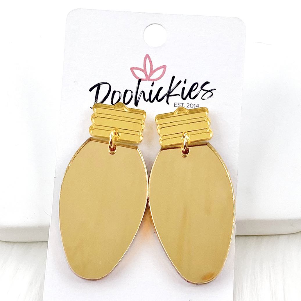 2" Gold & Mirror Lights -Christmas Earrings by Doohickies Wholesale