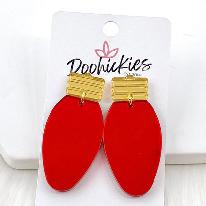 2" Gold & Mirror Lights -Christmas Earrings by Doohickies Wholesale