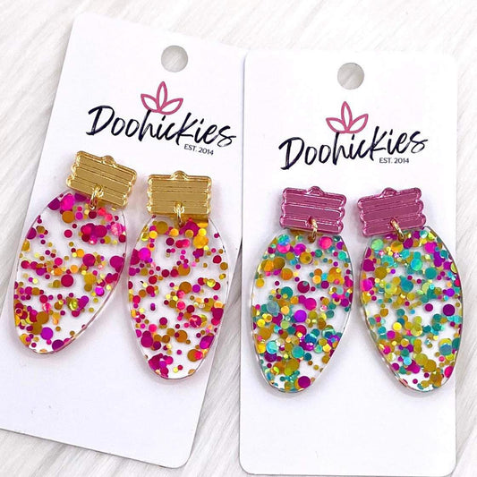 2" Confetti Lights -Christmas Acrylic Earrings by Doohickies Wholesale