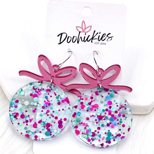 2.25" Teal Enchanted Confetti Round Ornaments - Christmas Earrings by Doohickies Wholesale