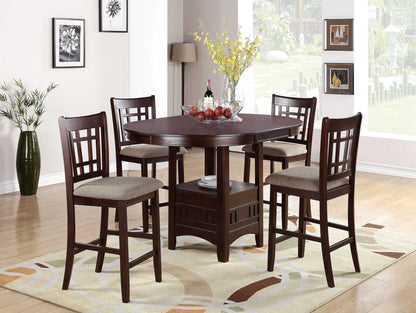 Set of 2 Chairs Dining Room Furniture Brown Solid wood Counter Height Chairs Upholstered Cushioned Unique back