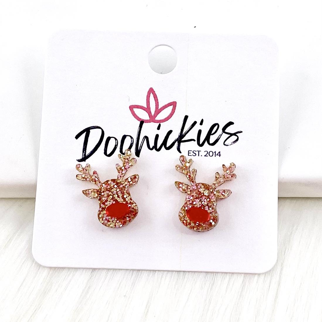 Rudolph Reindeer Studs -Christmas Earrings by Doohickies Wholesale