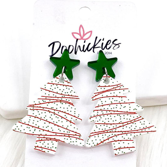 2" Green Star & Festive Tree Acrylic Dangles -Christmas Earrings by Doohickies Wholesale